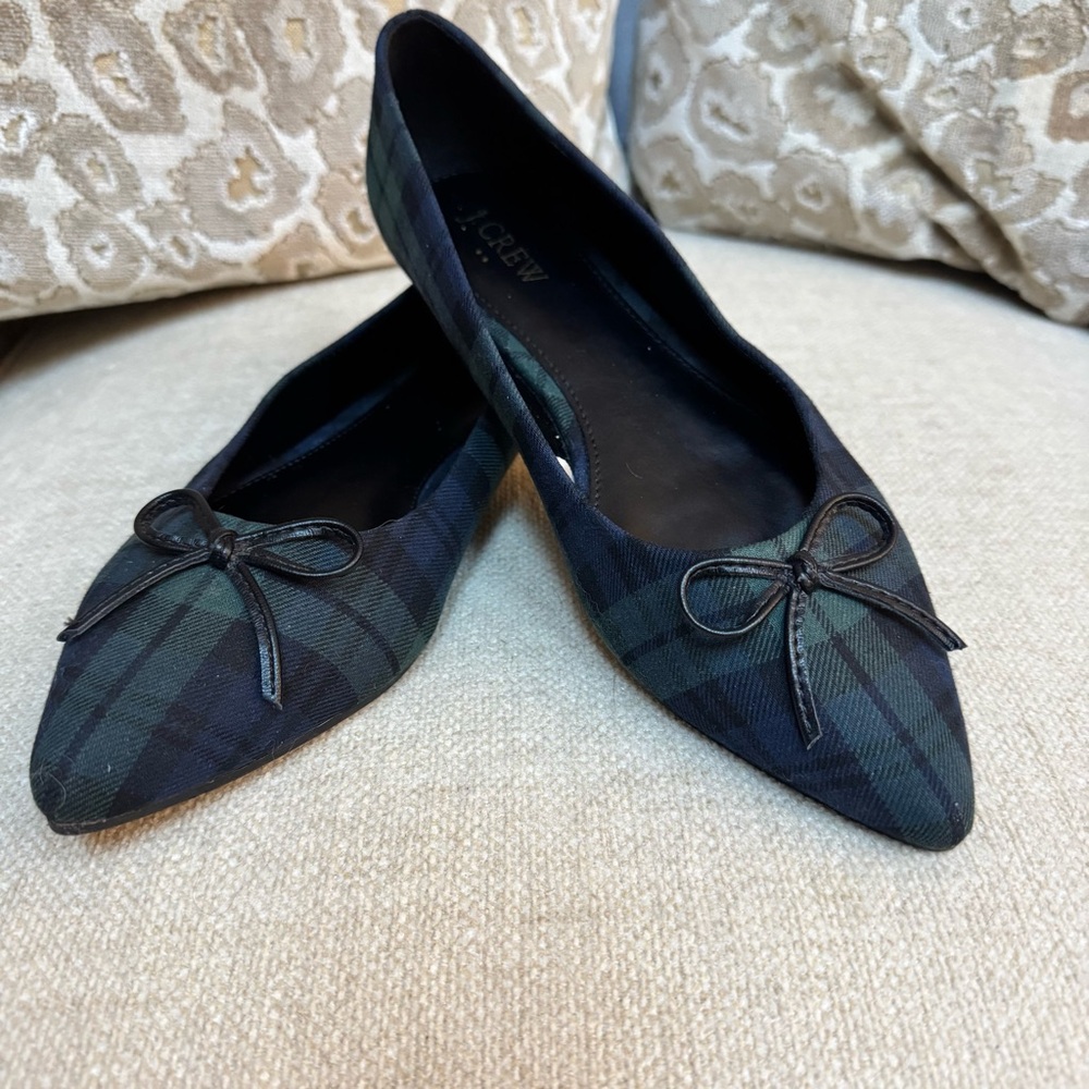 J. Crew | Flats | Green & Blue Plaid | 8